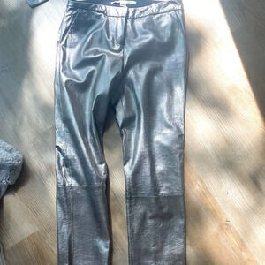 Diane Von Fürstenberg Everly Metallic Leather Pants Sz 2